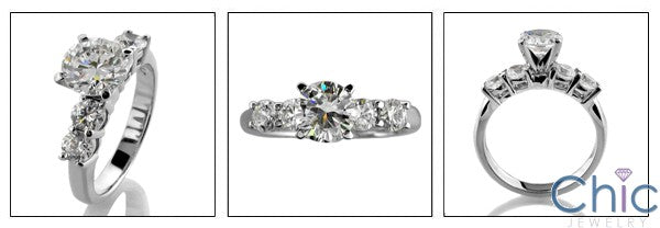 Estate Round 1 Ct 4 Prongs Share Prong Cubic Zirconia Cz Ring