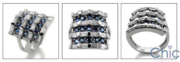 Fine Jewelry 2.8 TCW Baguettes Round Sapphire Cubic Zirconia 14K White Gold Ring