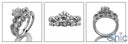Matching Set Round 1 Ct Center Pave set Cubic Zirconia Cz Ring