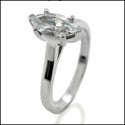 Solitaire .75 Marquise Center Stone Cubic Zirconia 14k White Gold Ring