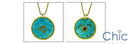 Cubic Zirconia Cz Turqouise 22K Gold Bezeled Pendant Pendant