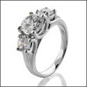 3 Stone 2.05 3 Round Cubic Zirconia Cz Ring