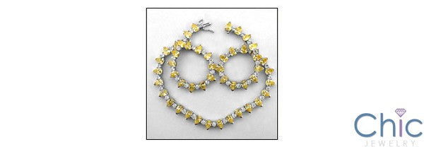Cubic Zirconia Cz Canary Pear Ct Round Diamond Necklace