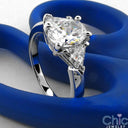 3 Stone 2 Ct Oval Center Trillions Cubic Zirconia 14K WhIte Gold Ring