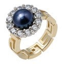 Anniversary Pearl in Halo Two Tone Cubic Zirconia Cz Ring