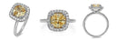 Engagement Canary Cushion Cut 2 Carat Halo Cubic Zirconia 14K White Gold Ring