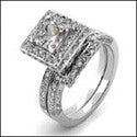 Matching Set 1 Ct Princess Center Pave Fitted Cubic Zirconia Cz Ring