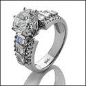 Engagement 2 Ct Round Center channel Baguettes Round Pave Cubic Zirconia Cz Ring
