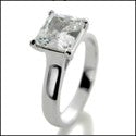 Solitaire 1.5 Princess Engagement Cubic Zirconia 4 Prong 14K White Gold Ring