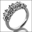 Wedding Round Asnd Wide Baguettes in Share Prong Cubic Zirconia CZ Band 