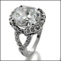 4 Carat Oval Cubic Zirconia Pave Halo Cz Engagement 14k Gold Ring