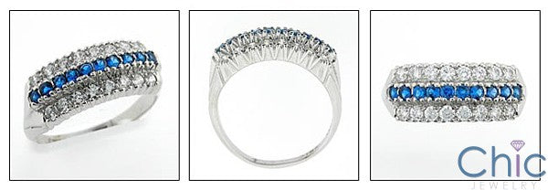 Estate 0.75 TCW Sapphire Carat Diamond Cubic Zirconia 14K White Gold Ring