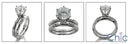 2.5 Round Center Cubic Zirconia Matching Engagement Ring Set 14k White Gold