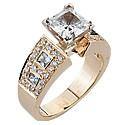 1.5 Cubic Zirconia Square Princess Center 14K Gold Engagement Ring