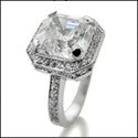 Engagement 4 Ct Royal Asscher Halo Cubic Zirconia 14K White Gold Cz Ring
