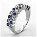 Anniversary .60 TCW Round Sapphire s Diamond Bezel Cubic Zirconia Cz Ring