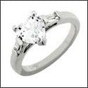 3 Stone 1.25 Heart shape center Channel Baguettes Cubic Zirconia Cz Ring