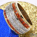 Two Tone Gold Orange Princess Channel Cubic Zirconia Diamond Band