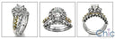 Matching Set 1 Ct Round Center Two Tone Gold Cubic Zirconia Engagement Ring with Band