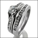 Matching Set 0.30 Round Center Stone witjh Wedding Cubic Zirconia Cz Ring