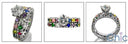 Matching Set 1 Ct Round Center Multi Color Cubic Zirconia Cz Ring