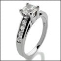 Engagement 0.65 Round Center Channel Set Small Rounds Cubic Zirconia Cz Ring