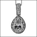 Cubic Zirconia Cz 2 Ct . Pear in Pave Pendant