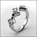 3 Stone 1.1 Princess in Bezel Cubic Zirconia Cz Ring