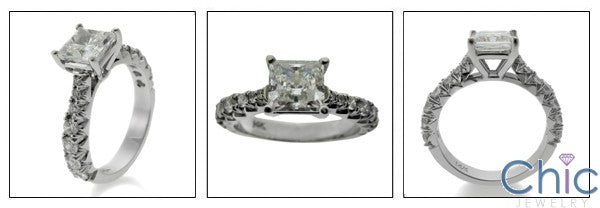 Engagement 1 Carat Princess Cubic Zirconia 14K White Gold Ring