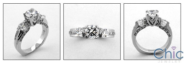 Engagement Round Cubic Zirconia 1 Ct Center Euro shank Cubic Zirconia Cz Ring