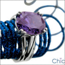 Solitaire Oval 4 Ct Amethyst Stone Cubic Zirconia Cz Ring