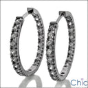 2 Ct White Gold Hoops Cubic Zirconia CZ Earrings