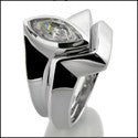Matching Set 1 Ct Marquise Bezel Fitted Cubic Zirconia Cz Ring