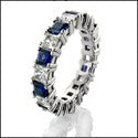 Sapphire Diamond CZ Eternity Prong Set Band