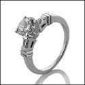 Engagement Round 1 Ct Center Channel Baguettes Cubic Zirconia Cz Ring