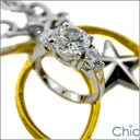 3 Stone 2.25 Round Center .80 Cubic Zirconia Cz Ring