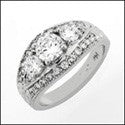 Anniversary .8 TCW Round in Prongs and Pave Cubic Zirconia Cz Ring 14K White Gold