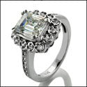 Estate 2 Ct Emerald Halo Round Bezels Cubic Zirconia Cz Ring