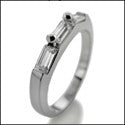 Wedding 3 Baguettes in Channel Prong Cubic Zirconia CZ Band 