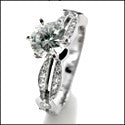 Engagement 1 Ct Round Brilliant Center Micro Pave Cubic Zirconia Cz Ring