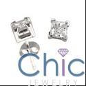 1 Ct Of Princess Cubic Zirconia CZ Earrings