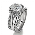 Matching Set 2 Ct Round Center Halo Ct 2 Wedding Cubic Zirconia Cz Ring