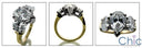 3 Stone Pear Oval Cubic Zirconia Two Tone Gold Ring