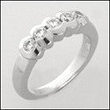 Cubic Zirconia 5 Round Stone Wedding Band 0.50 Total Carat 14 K White Gold