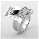 Cubic Zirconia Engagement 1 Carat Round Brilliant CZ invisible Set 14k White Gold Ring