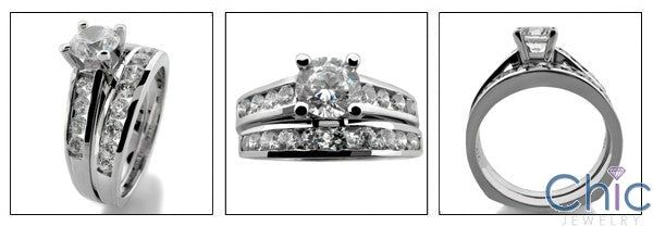 Matching Set .65 Round Center Channel Suited Cubic Zirconia Cz Ring