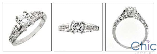 Engagement .75 round Center pave Cubic Zirconia Cz Ring