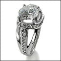 Engagement 1.75 Round Stone Criss Cross Pave Cubic Zirconia Cz Ring