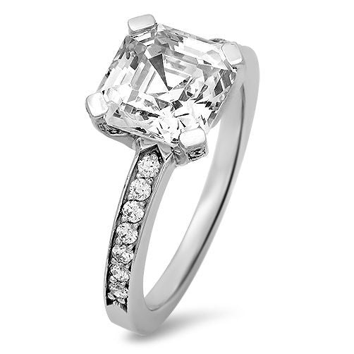 Engagement 3.5 Royal Asscher Ct Pave Prongs Cubic Zirconia Cz Ring