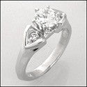 High Quality 1 Carat Center Cubic Zirconia 3 Stone Ring 14K White Gold